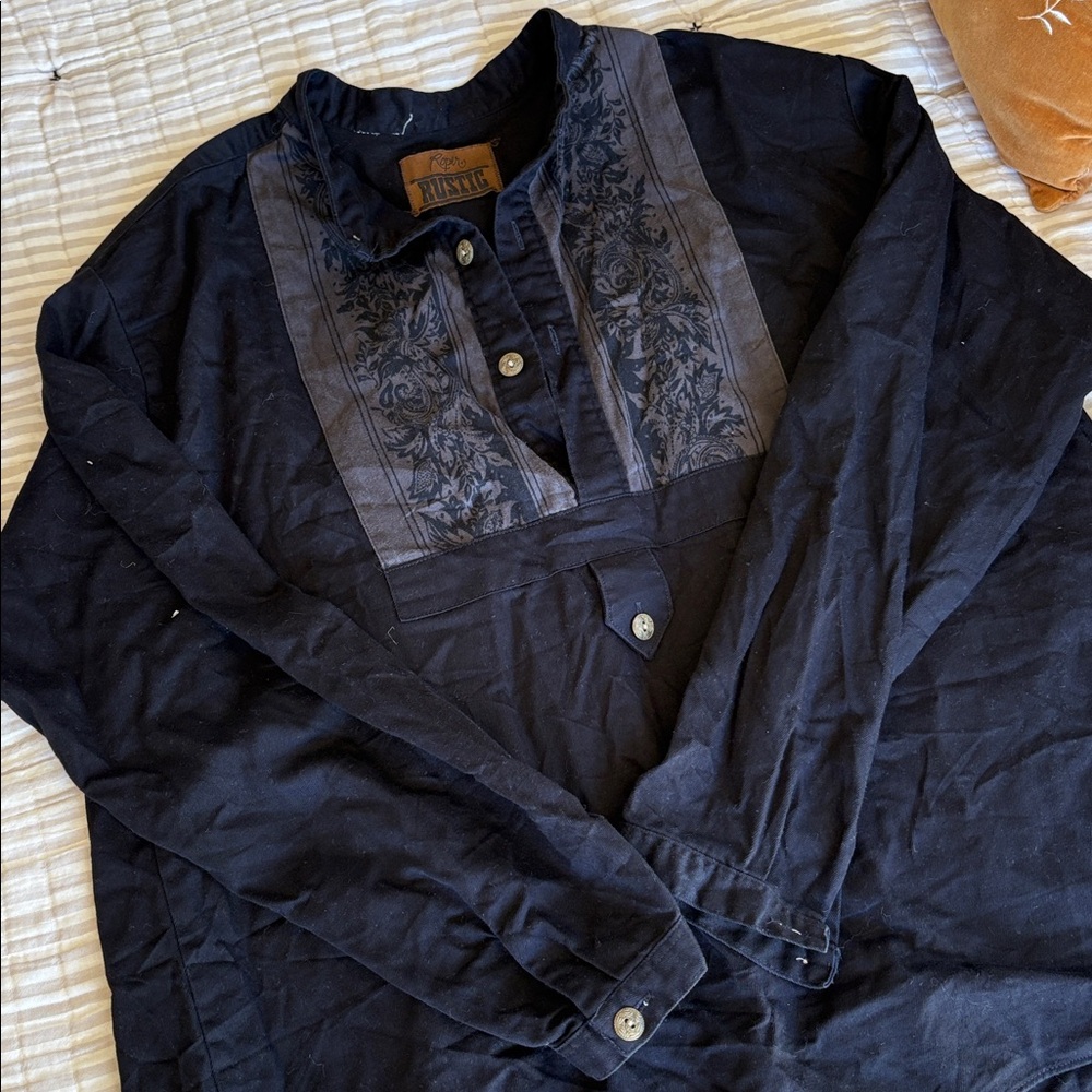 Rustic Black and Gray Button-Up Shirt